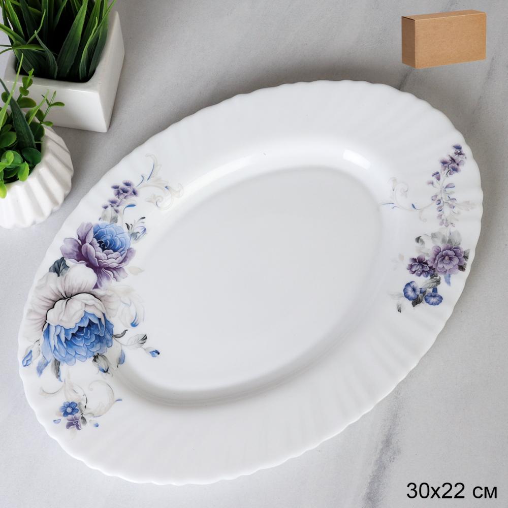 Блюдо овальное 300 мм / LHYP-120XN (7326) /уп 24/ Кобальтовая роза