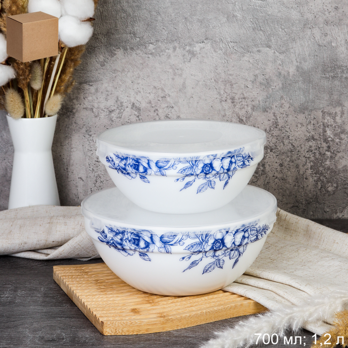 Форма для холодца с крышкой 2 предмета / GRAY-SW2A (7367) /уп 18/ Цветы кобальт/740226