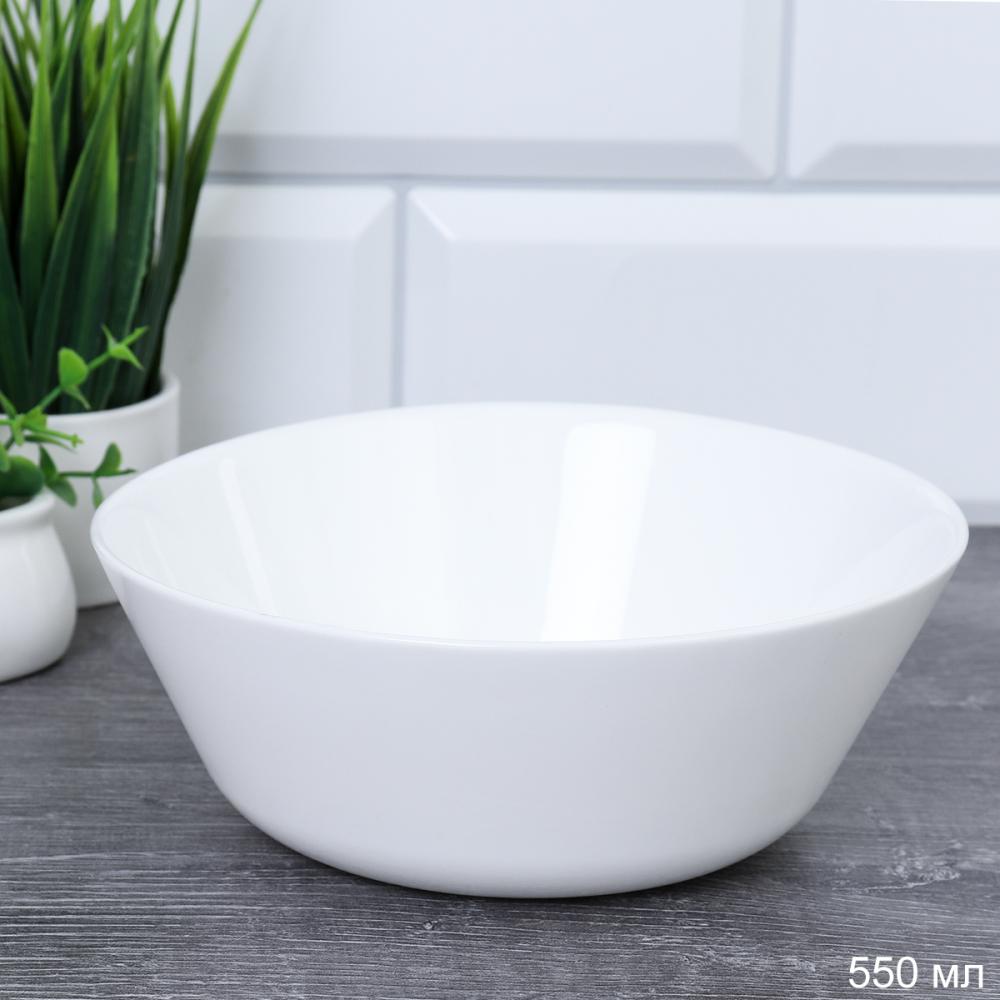 Салатник 550 мл 155 мм Евро тарелка глубокая FLMLW60 WHITE /уп 48/