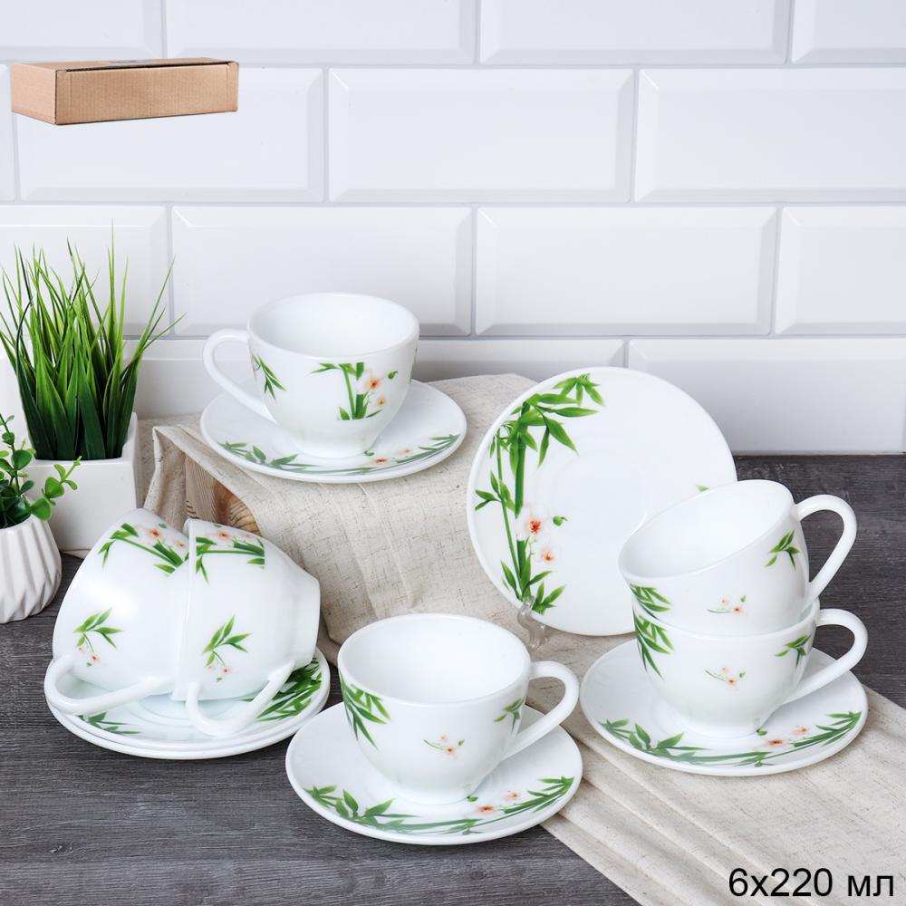 Чайный набор 12 предметов 220 мл / GRAY-GB220/12 (6773) /уп 8/ Бамбук с орхидеей