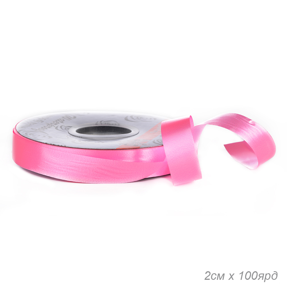 Лента простая декоративная 100ярд х 2см / S19 /уп 260/розовая
