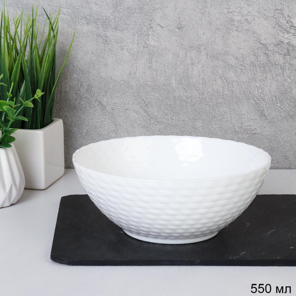 Салатник 550 мл 152 мм Плетенка тарелка глубокая / F-LFDW60 (WHITE) /уп 48/