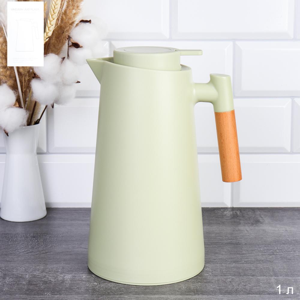 Термос кувшин 1 л с деревянной ручкой / KTG-904 /уп 20/ Светло-Зеленый