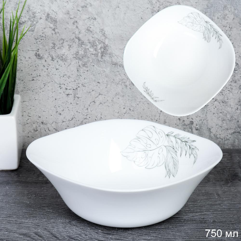 Салатник квадратный 750 мл 170 мм тарелка глубокая / FSW-75XN (7463) /уп 3/36/ Графика лист