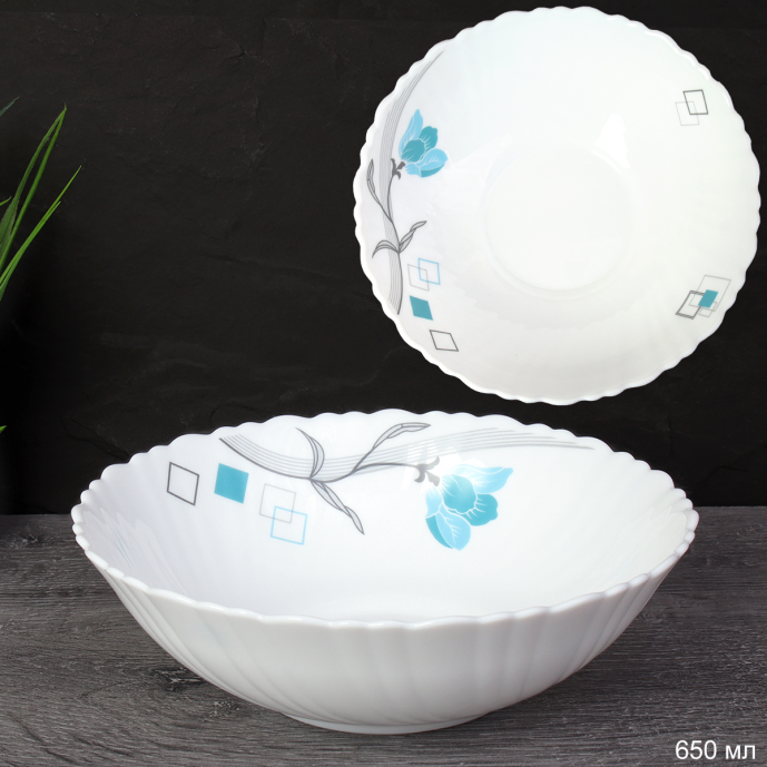 Тарелка глубокая суповая 650 мл 175 мм / TW-70 (6834-2) /уп 48/ Бирюза квадраты 721995