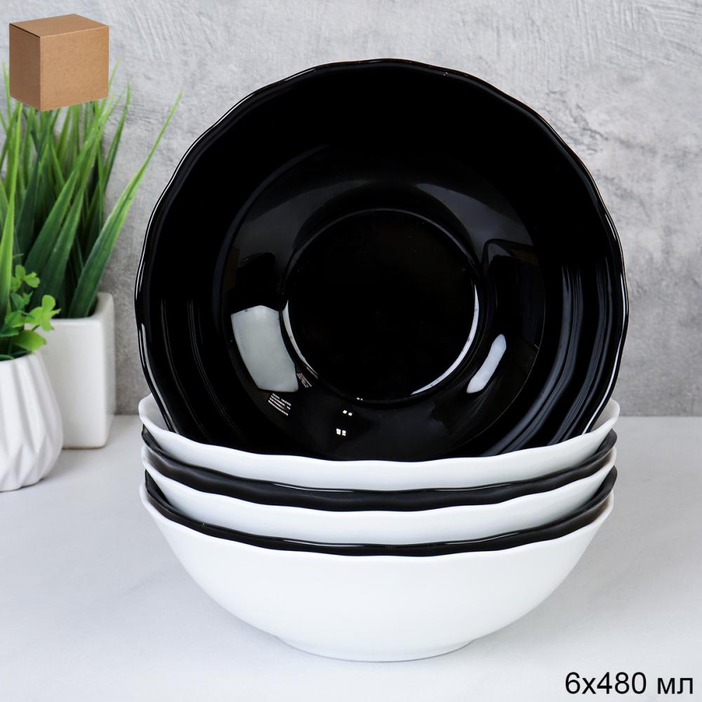 Набор суповых тарелок 6 штук 480 мл Классика ИНЬ ЯНЬ  HW60 (WHITE)-B-LHBW60 /уп 12/