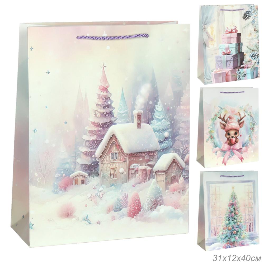 Пакет подарочный 31х40х12 / 6062-L /уп 12/360/ микс Новый год