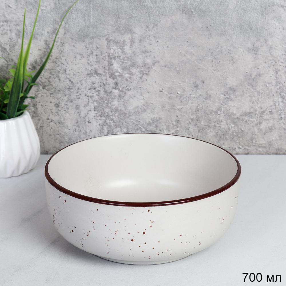 Тарелка глубокая суповая 750 мл 152 мм / 1500-6 /уп 36/ Ручная работа Точки  шоколад