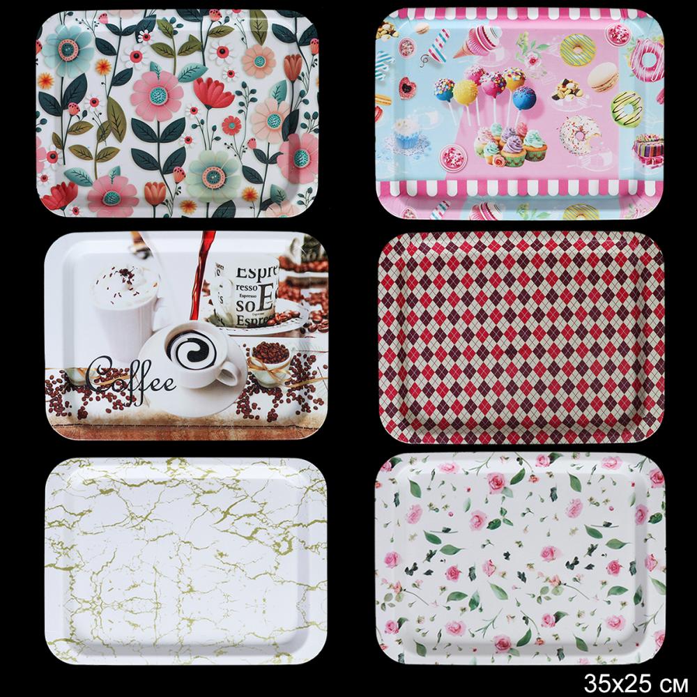 Поднос прямоугольный 35х25 см/ HL3526 /уп 80/ Микс