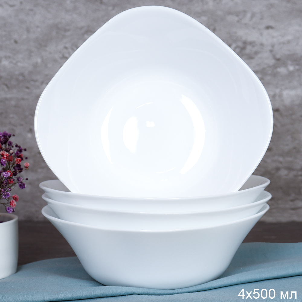 Набор суповых квадратных тарелок 4 штуки 500 мл 165 мм белый / FSW-65 (WHITE) /уп 15/  666570