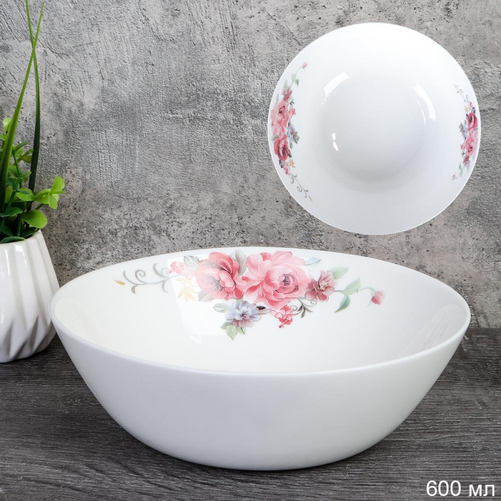 Салатник 600 мл 152 мм Дэй тарелка глубокая / LYGW60 (2024) /уп 6/72/ Розовая композиция