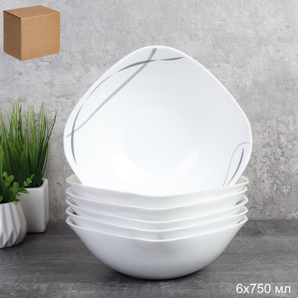 Набор суповых квадратных тарелок 6 штук 750 мл 190 мм / LKSW75 (2026) /уп 6/ Дуэт 735591