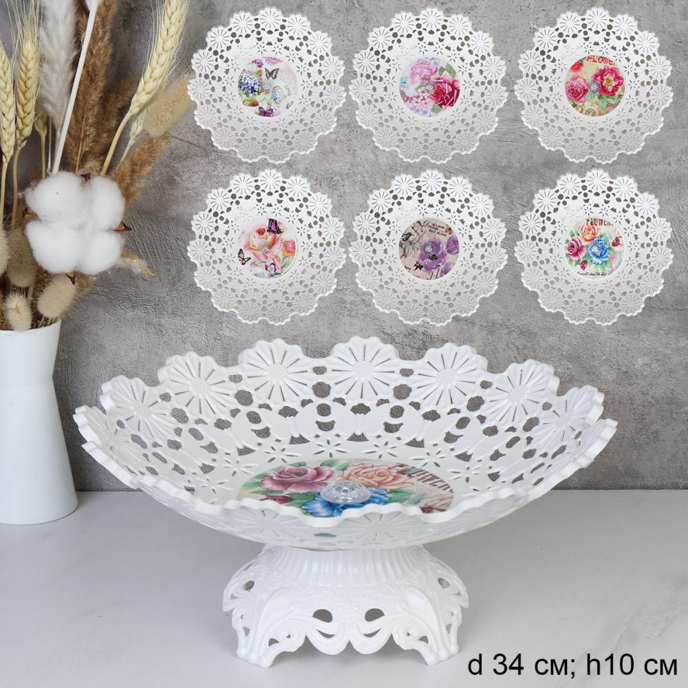 Ваза для фруктов на ножке 34 см h=10 см / JCA8024+S /уп 60/