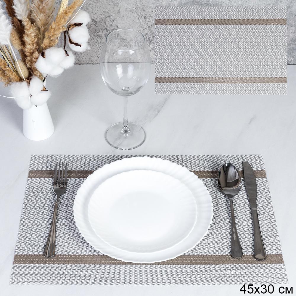 Салфетка для сервировки стола 30х45 см ШТУЧНО / B117 /уп 10/300/бежевая с горизонтальной полосой
