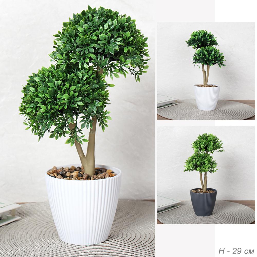 Цветочная композиция Зелень самшит 29 см / 9090-10 /уп 12/72/