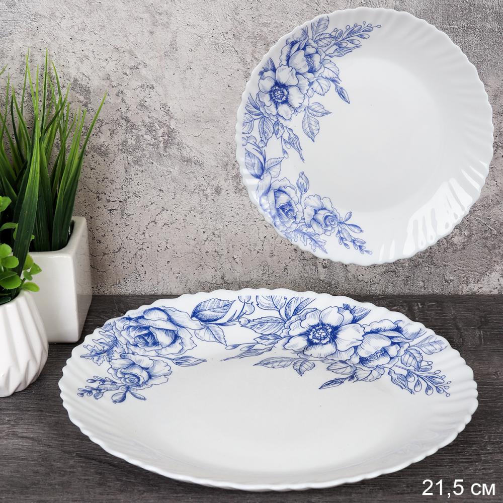 Тарелка обеденная 215 мм / LHP-85 (7367) /уп 6/48/ Цветы кобальт