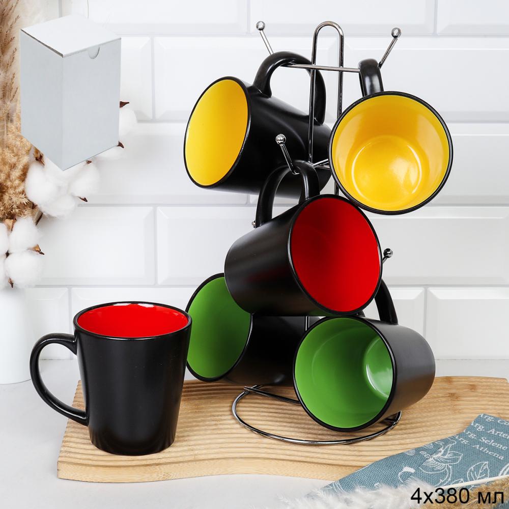 Кружка набор 6 штук на металлстенде 380 мл Конус Эфиопия / HJ-46 /АКЦИЯ/Светофор