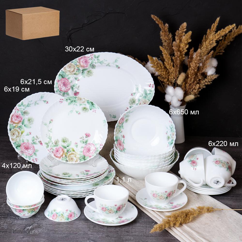 Столовый набор 36 предметов / GRAY 36/GB220 (7056) /уп 2/ Кустовая роза