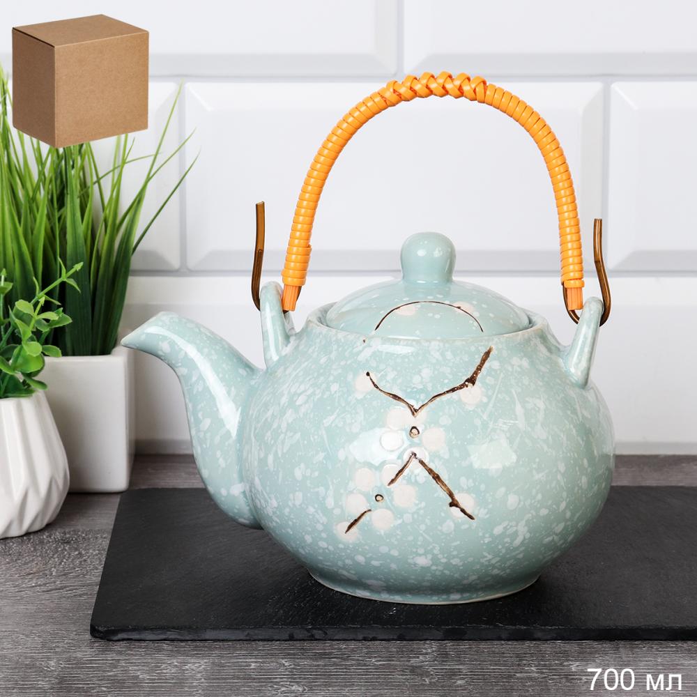 Чайник заварочный 700 мл / GR-933blue /уп 18/ плетеная ручка