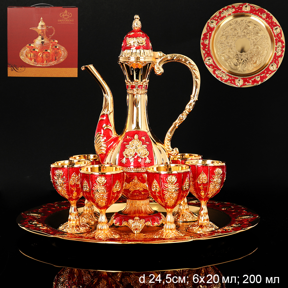 Коньячный набор /200/20 мл/ Золото Рэд/ 207-1-Gold /уп 20 / Плоский поднос