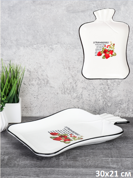 Блюдо фигурное 30 см Клубника / VFD-12 /уп 36/