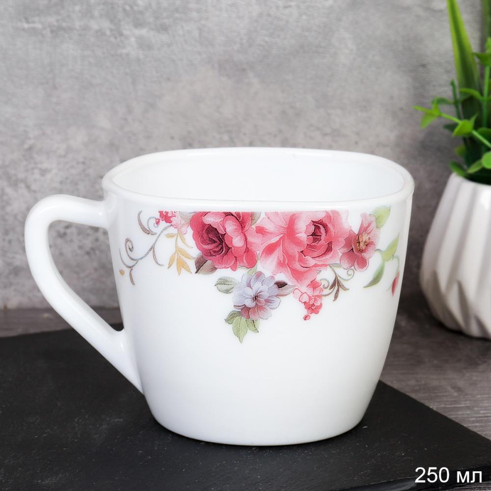 Кружка 220 мл квадратная / FCB220 (2024) /уп 6/48/ Розовая композиция