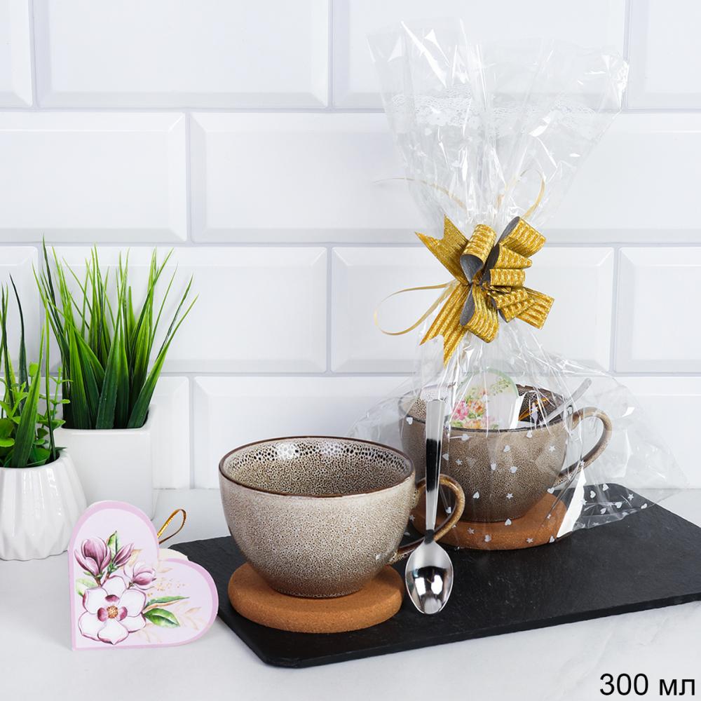 Подарочный набор Кружка 300 мл Градиент с подставкой под горячее + ложка / WRF-270 /уп/ в подарочной упаковке/ АКЦИЯ