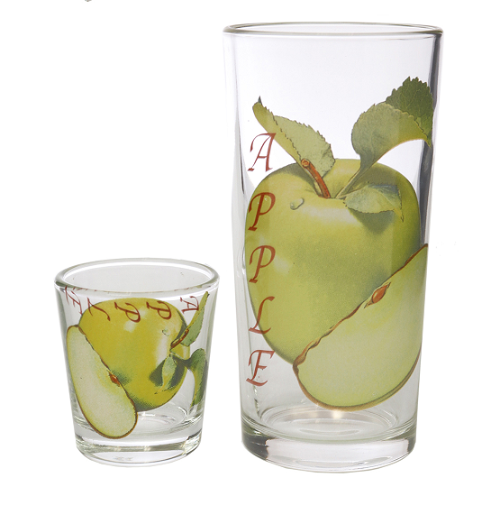 Стакан 230 мл Фрукты /уп 8/ 6 стаканов 230 мл  6 стопок 40 мл, деколь