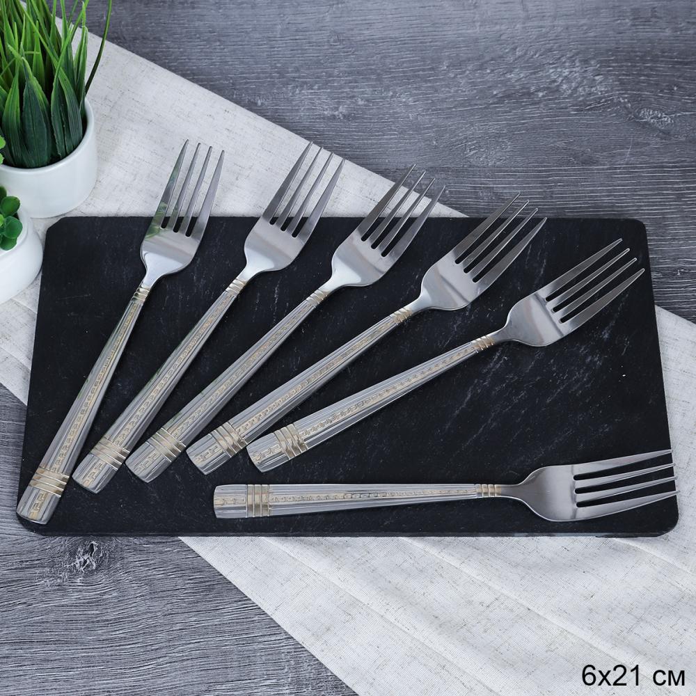 Вилка столовая 6 штук Золото Орфей Глянец / BD-100-V /уп 100/