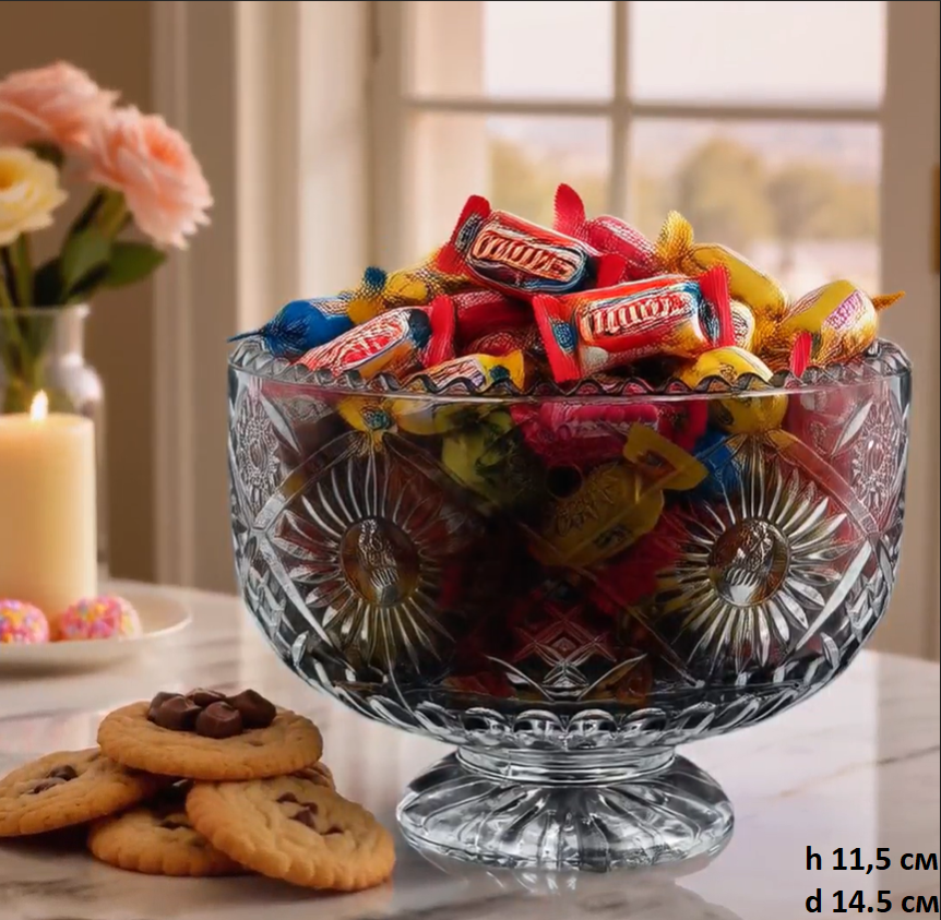 Ваза для конфет и фруктов на ножке 900 мл Солнце / WBQL17/уп 24/ 668689