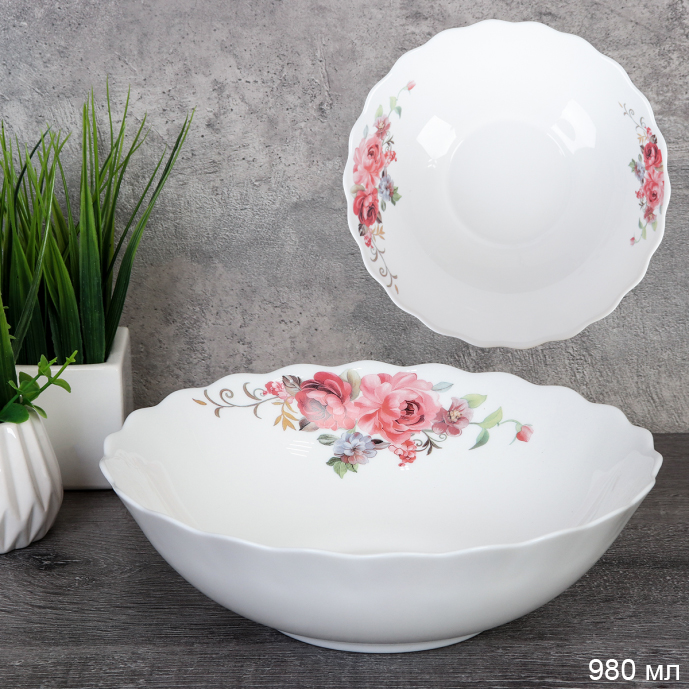 Тарелка глубокая суповая 980 мл 178 мм / HW80 (2024) /уп 6/36/ Розовая композиция 735524