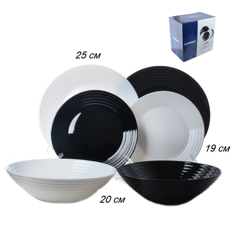 Столовый набор 18 предметов Арена Блек энд Уайт / N2231/N1518 /уп 1/ Люминарк