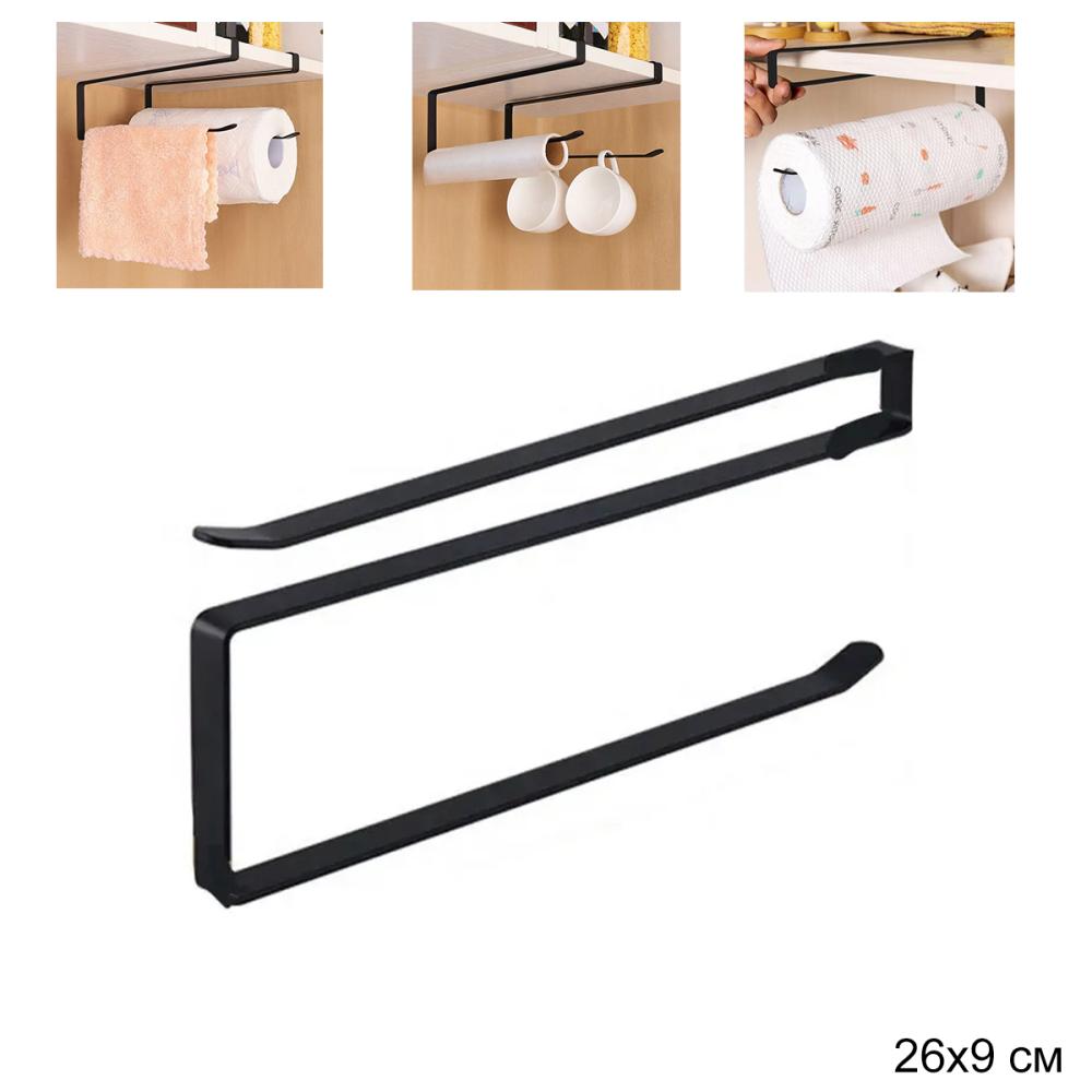 Вешалка держатель для полотенца / 9-BBK /уп 100/ черный/ 26х8(10)х1,2 см/ 0,16