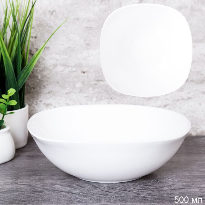 Тарелка квадратная суповая 500 мл белая / Sq/FLFW65 (WHITE) /уп 48/ 731393