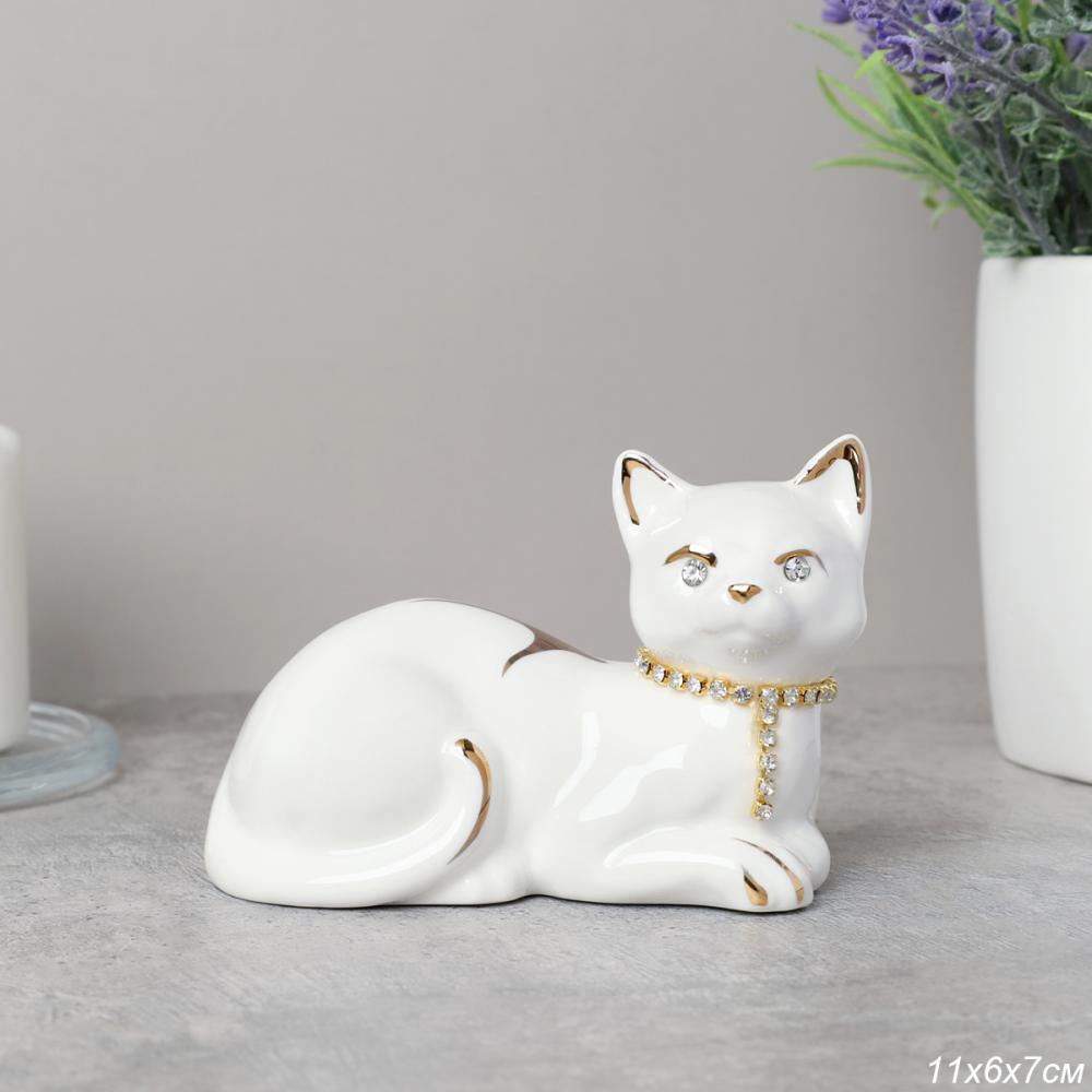 Статуэтка Кошка 11х7,5 см / B3006-4 /уп 96/стразы