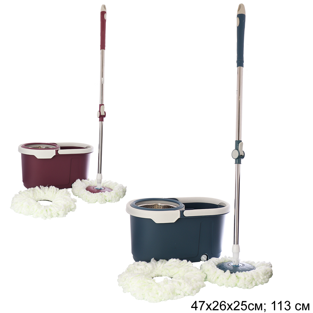 Ведро с отжимом и шваброй центрифуга нерж / D-1160 /уп 20/