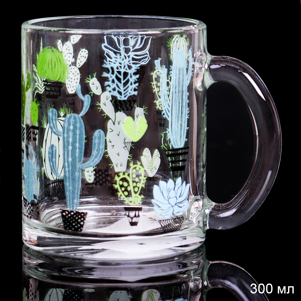 Кружка для чая 300 мл Кактусы / 208-Д Кактусы /уп 12/ АКЦИЯ