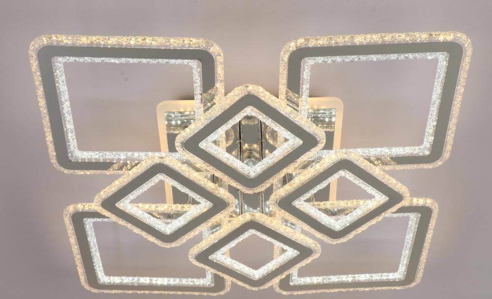 Стационарный светильник / LED-люстра потолочная. Цвет: хром (452W / 630*630*120)" / LED white + yellow3000K~6500K / K26025Cr/4+4 / уп 1