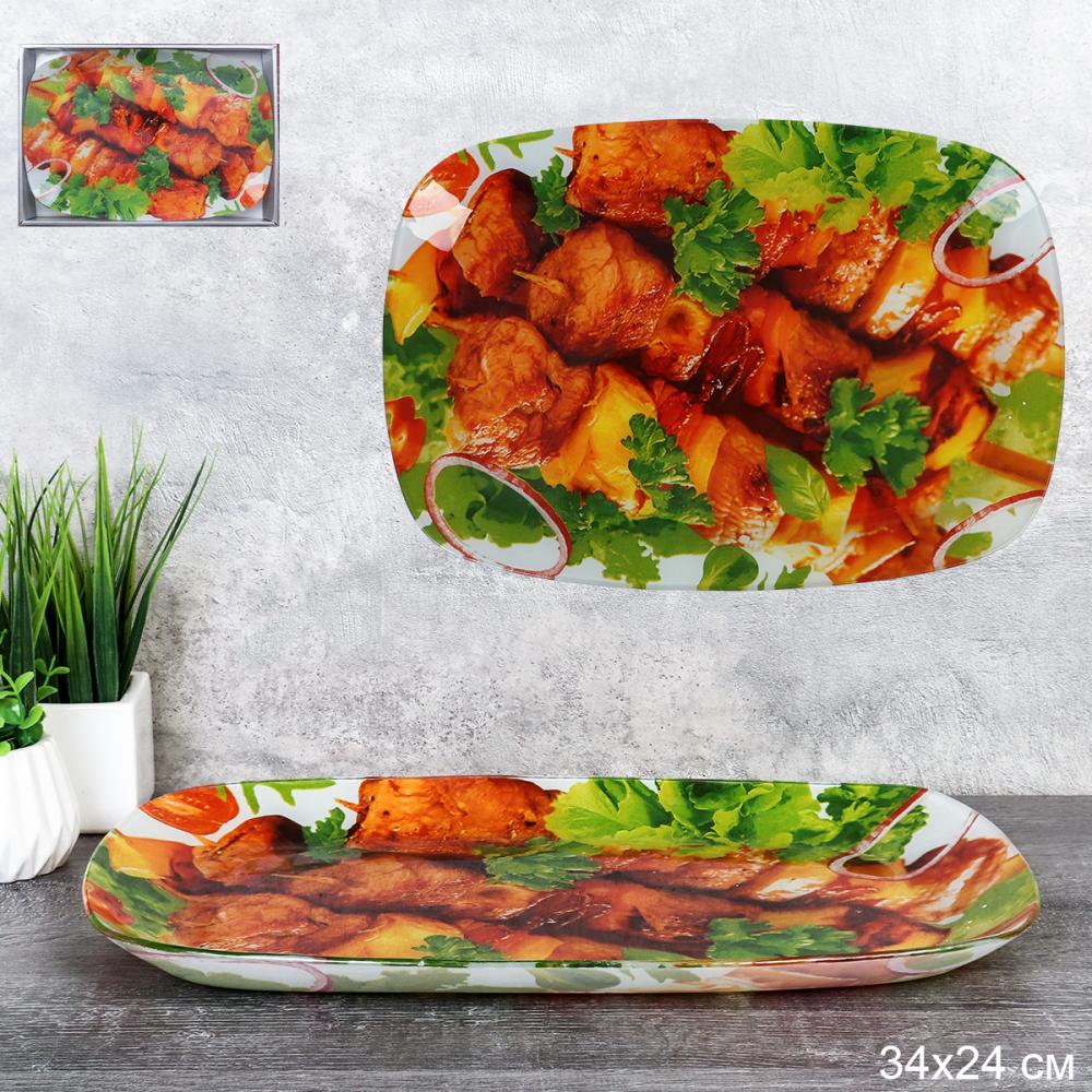 Блюдо прямоугольное глубокое 34х24 см/ S445014C - U042 /уп 12/ Шашлык