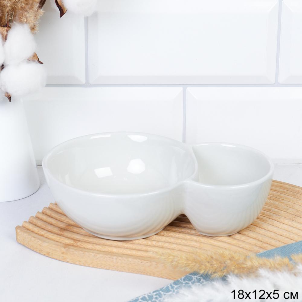 Блюдо менажница 2 секции 18х12х5 см / SWR-80 /уп 21/