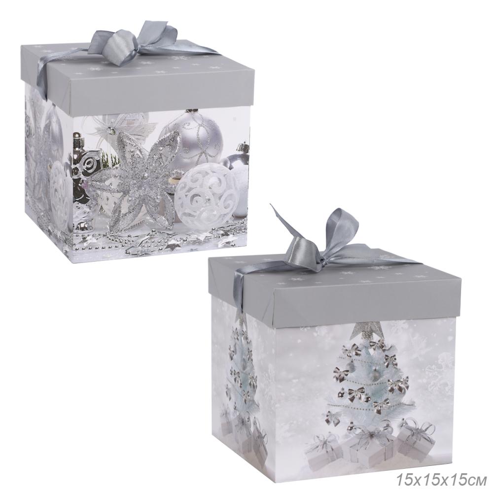 Коробка подарочная 15x15x15 см складная / BOX-068/1 /уп 12/840/Новый год