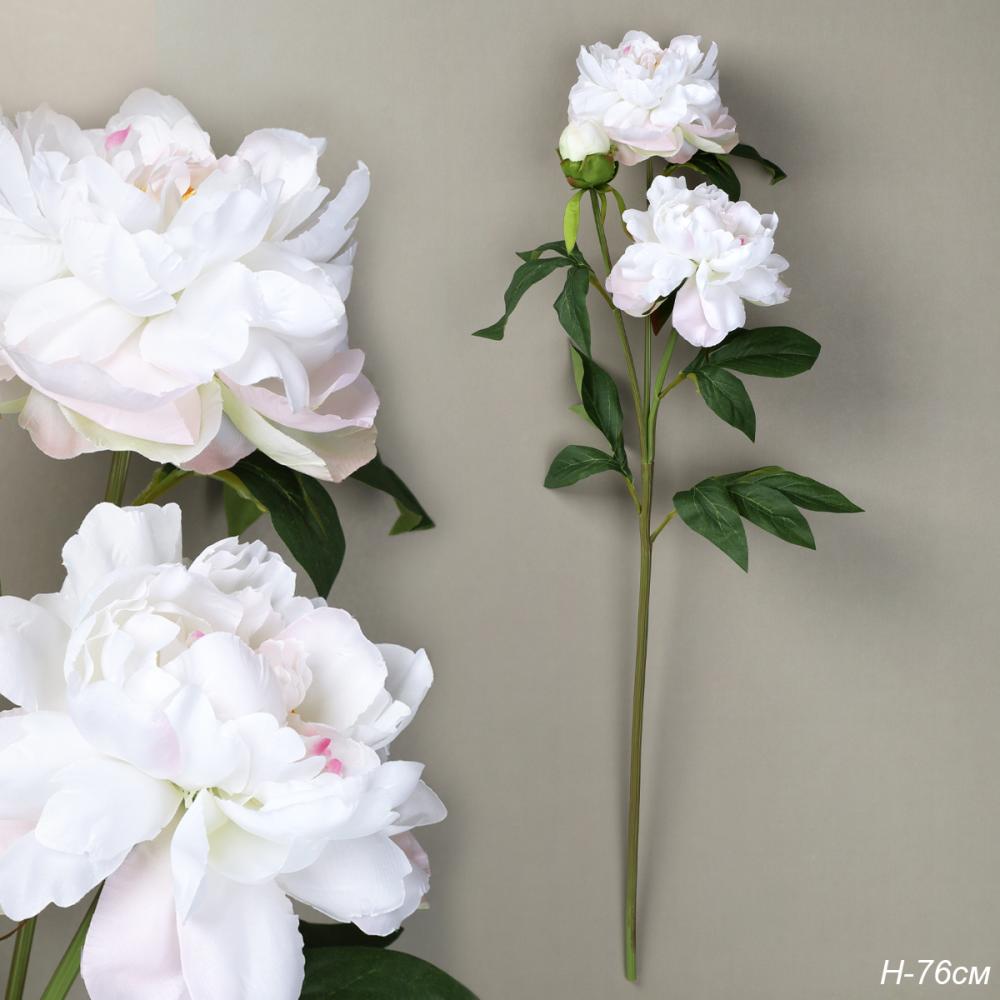 Цветок искусственный Пион белый 76 см / RF-6068 /уп 24/240/