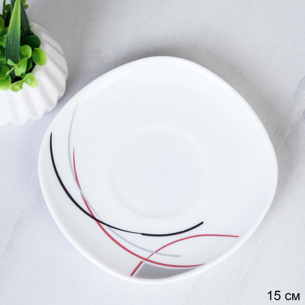 Блюдце квадратное / FXB220/12 (7267) Полосы бордо/ ШТУЧНО