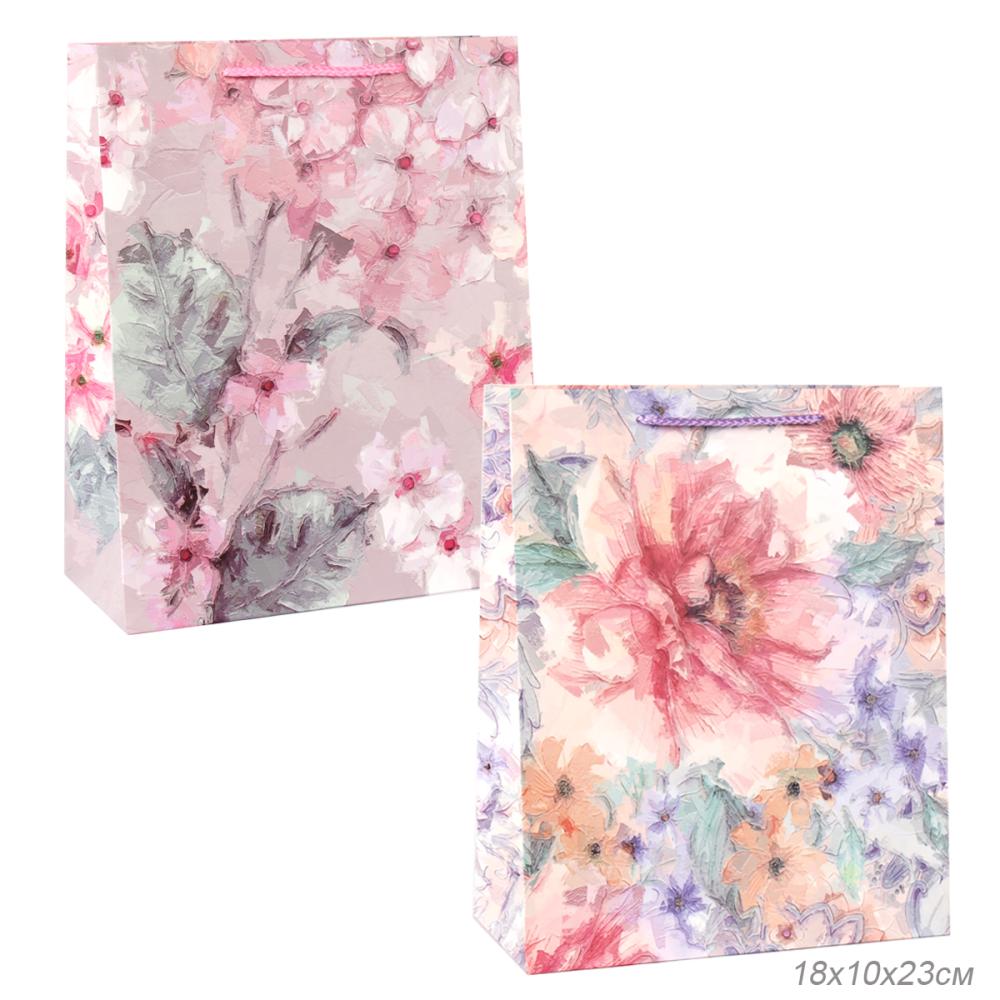 Пакет подарочный 26x32x12см Цветы / 5310L /уп 12/384/