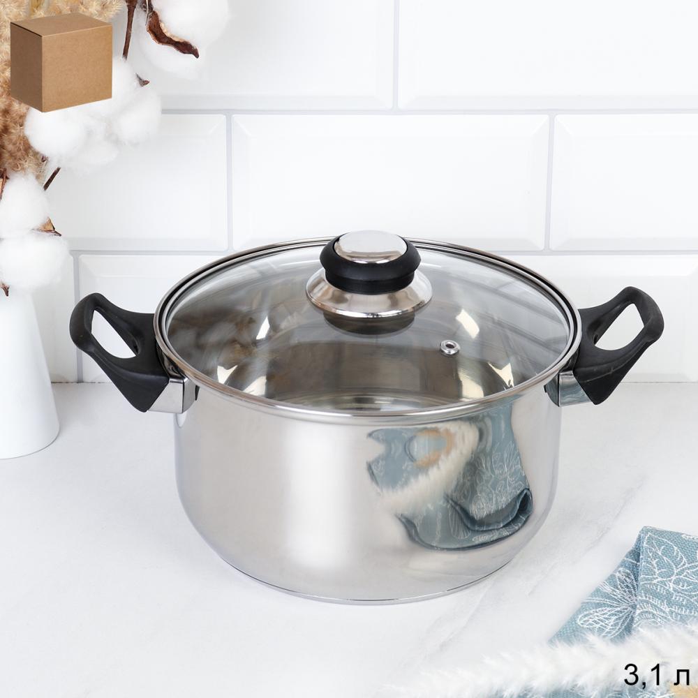 Кастрюля 3,1 л Лайт / LB-10-10A-3,1 /уп 1/ Ручки бакелит/ Гофрокороб/ KISIGA