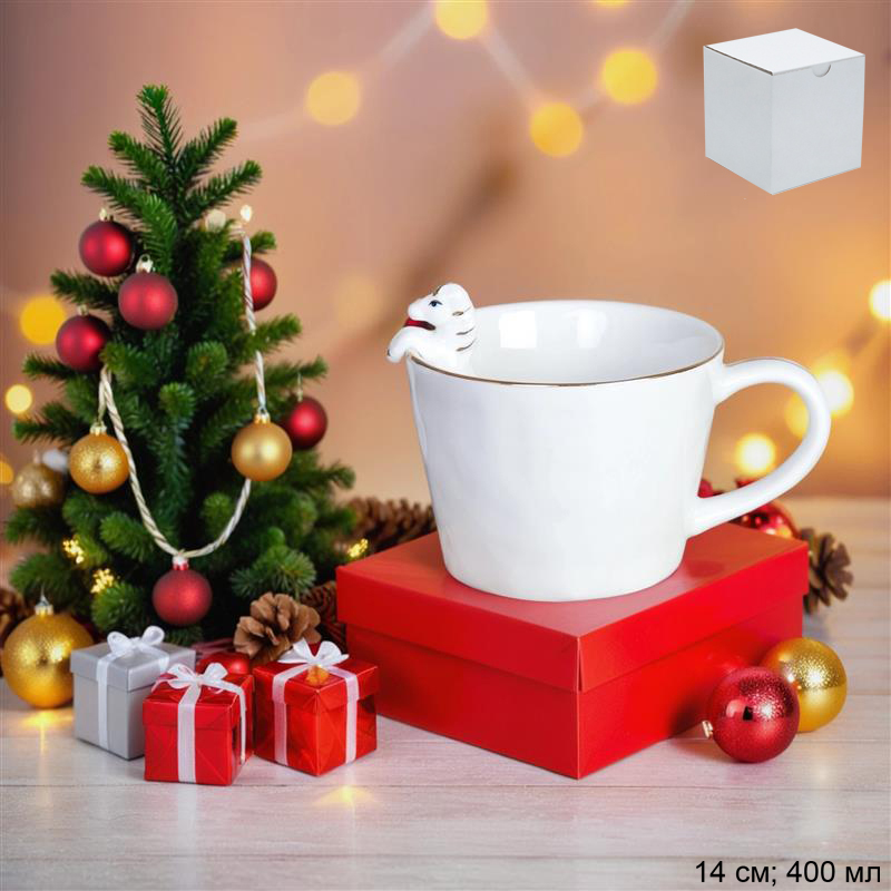 Кружка 400 мл с фигуркой Лошадка 14 см / B5479 /уп 48/Символ года 2026/ костяной фарфор