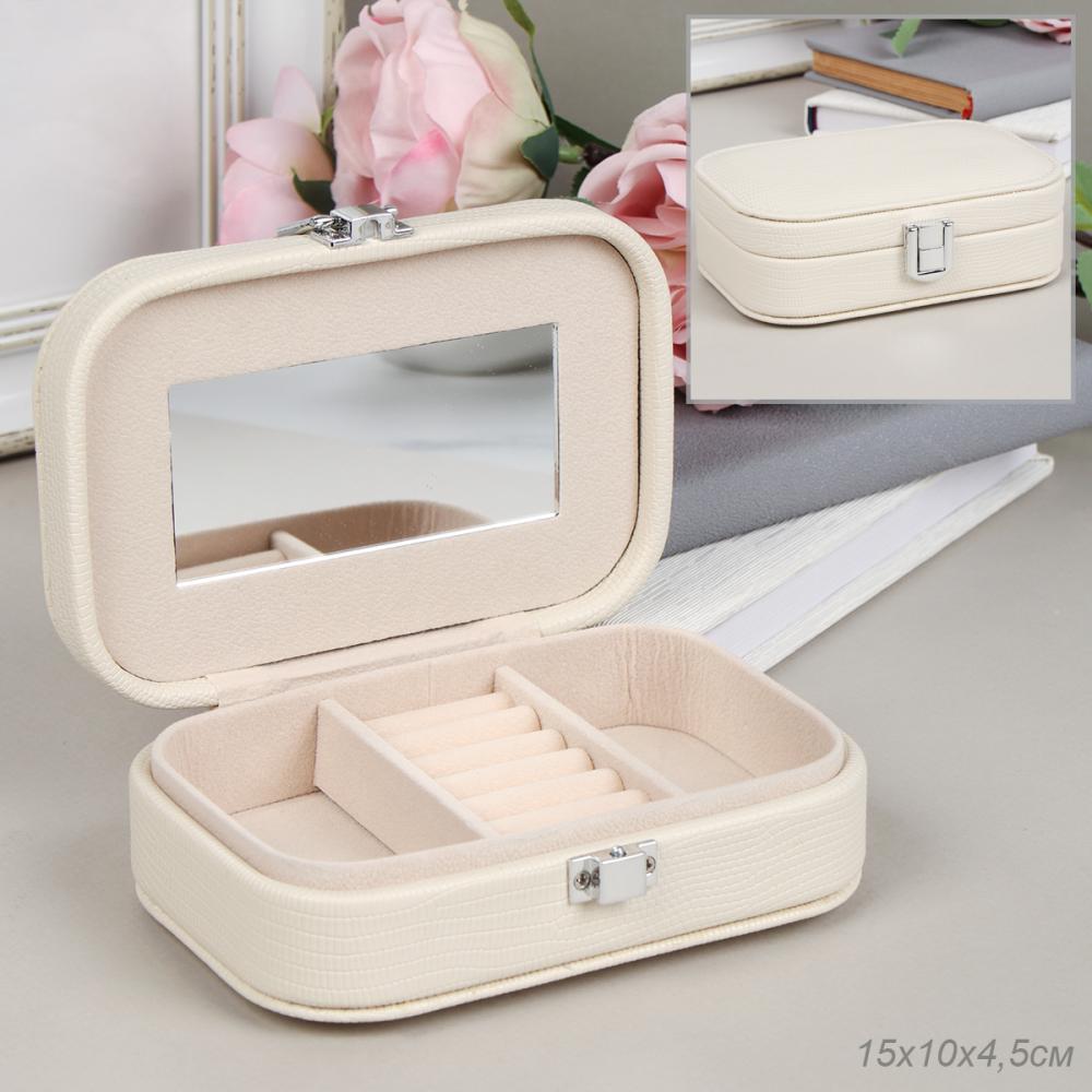 Шкатулка для украшений 15х10х4,5 см / E030 /уп 120/ Белая/ 652304