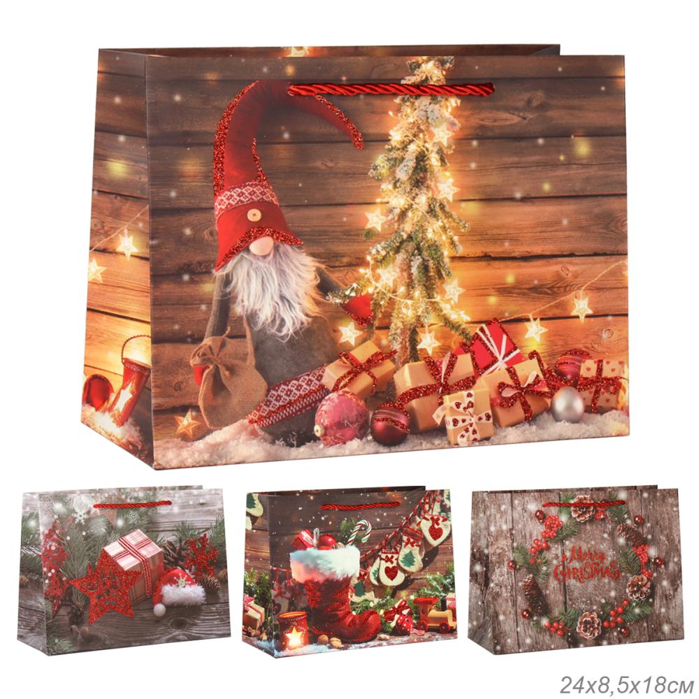 Пакет подарочный 18х24х8.5 / 362-61-S /уп 12/720/ микс Новый год