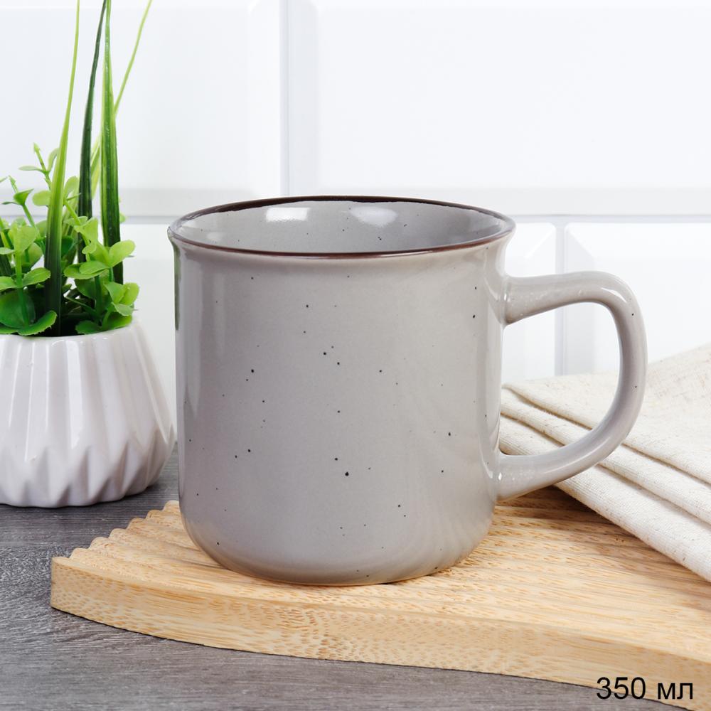 Кружка 350 мл Крапинка Ручная работа серый / 20039-10 /уп 12/36/  730012