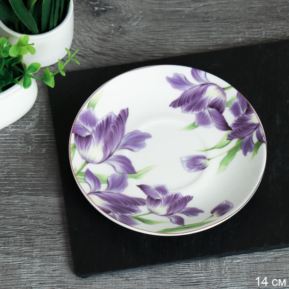 Блюдце  / GF3 -12G /уп 8/ костяной фарфор Ирисы